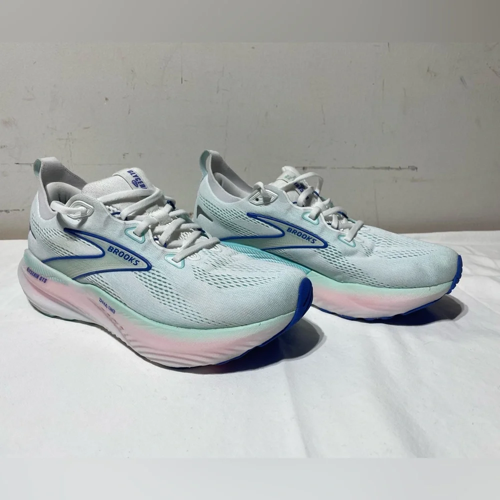 Brooks Women's Glycerin GTS 22 Running Shoe 10.5 White Limpet Shell Amparo Blue - Picture 6 of 16